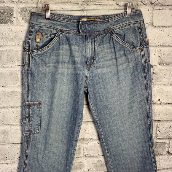 Vintage Y2K DC Shoes Cargo Denim Mid Low Rise Bootcut Jeans - Picture 2 of 16